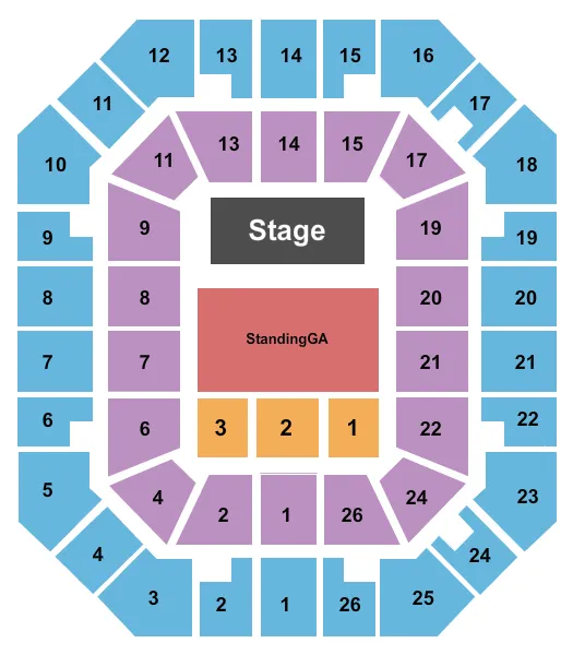 FREEDOM HALL CIVIC CENTER TN END STAGE 2 Seating Map Seating Chart