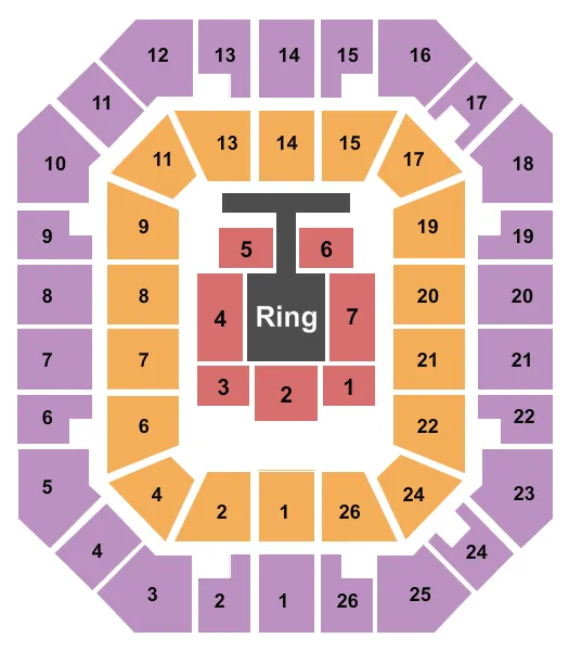 FREEDOM HALL CIVIC CENTER TN WWE 2 Seating Map Seating Chart