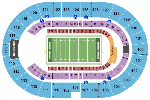 INDOOR FOOTBALL Seating Map Seating Chart