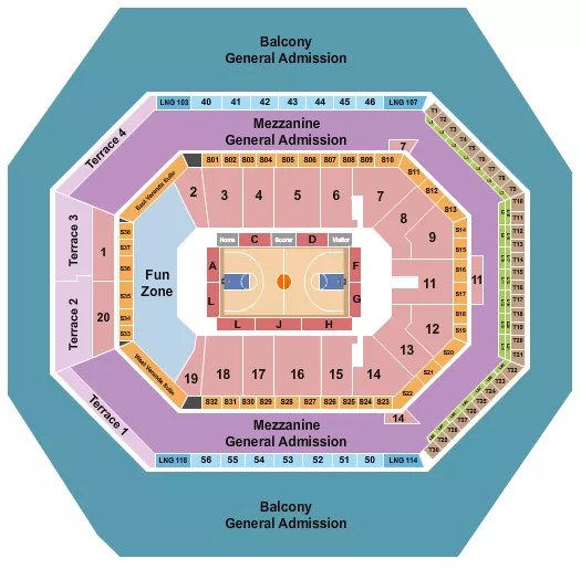 BASKETBALL GA BALC MEZZ Seating Map Seating Chart