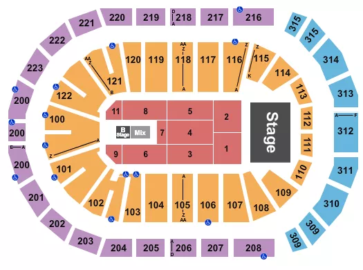 ENDSTAGE WITH B STAGE Seating Map Seating Chart