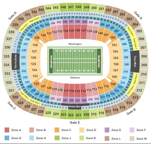 2016 CHICK FIL A PEACH BOWL INTZONE Seating Map Seating Chart