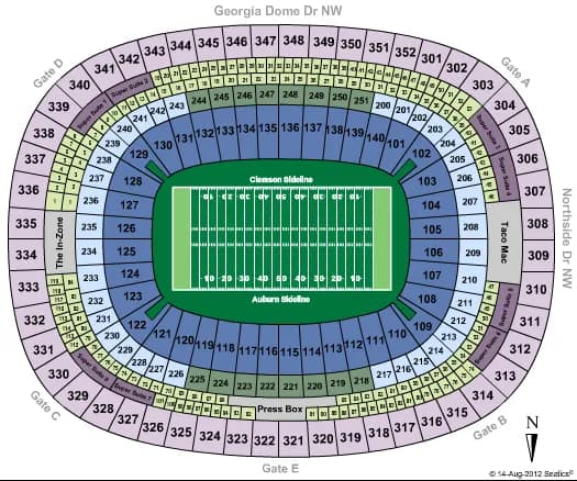 FOOTBALL AUBURN VS CLEMSON Seating Map Seating Chart