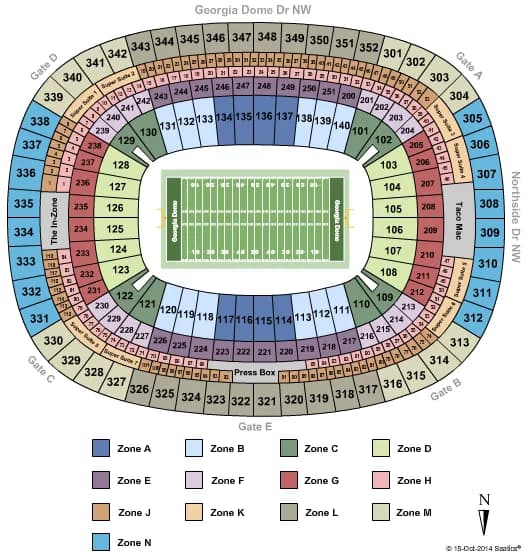 SEC FOOTBALL ZONE Seating Map Seating Chart