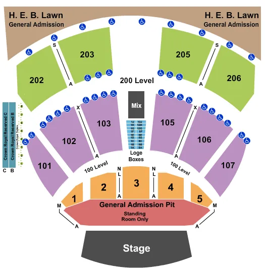 END STAGE FULL PIT Seating Map Seating Chart