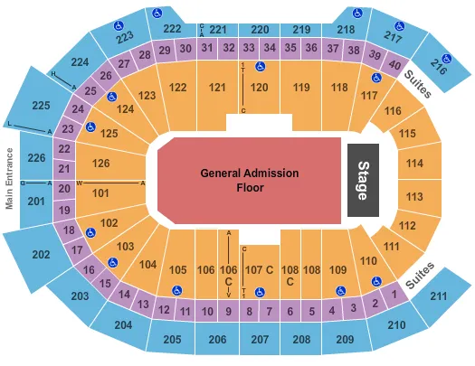 ENDSTAGE GA FLOOR Seating Map Seating Chart