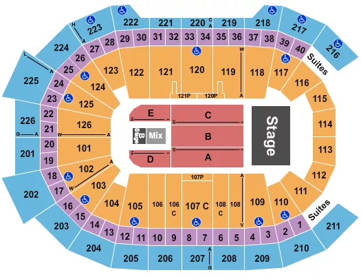 ENDSTAGE WITH B STAGE Seating Map Seating Chart