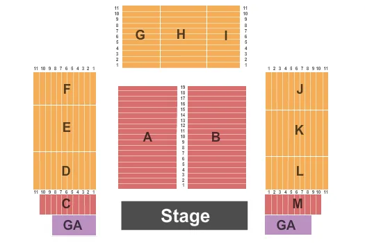 GRAND EVENT CENTER AT GOLDEN NUGGET LAKE CHARLES ENDSTAGE RISERS GA Seating Map Seating Chart