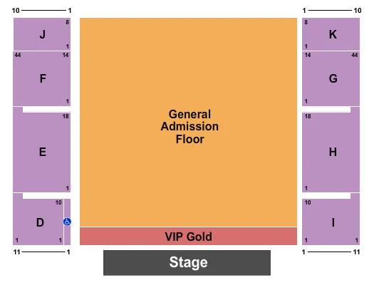 GRAND EVENT CENTER AT GOLDEN NUGGET LAKE CHARLES ENDSTAGE GA FLOOR 2 Seating Map Seating Chart