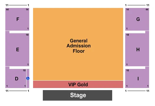 GRAND EVENT CENTER AT GOLDEN NUGGET LAKE CHARLES ENDSTAGE GA FLOOR Seating Map Seating Chart
