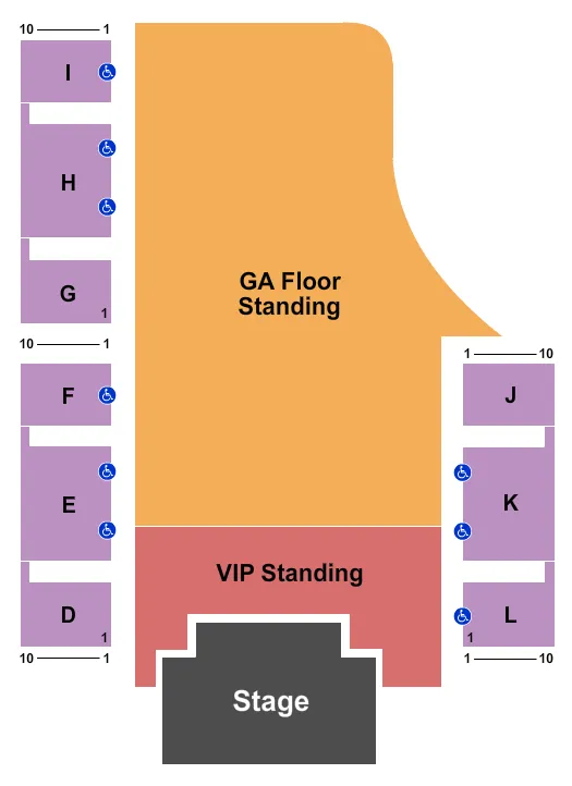 GRAND EVENT CENTER AT GOLDEN NUGGET LAKE CHARLES H20 CONCERT SERIES Seating Map Seating Chart