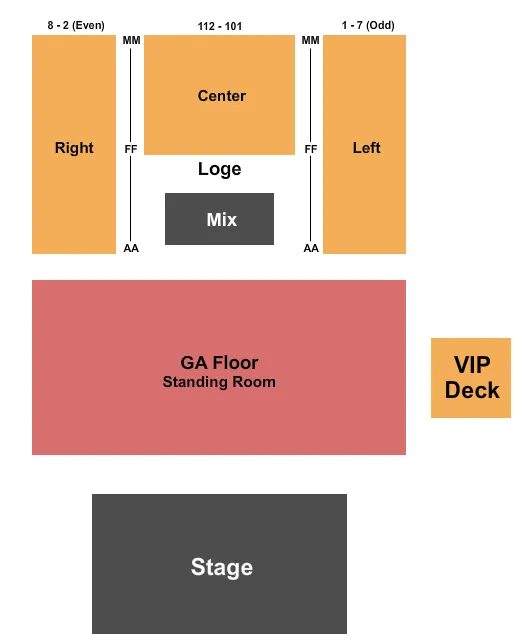 GA FLOOR RSVD LOGE Seating Map Seating Chart