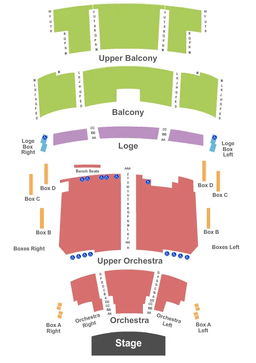 GRANADA THEATRE SANTA BARBARA END STAGE Seating Map Seating Chart