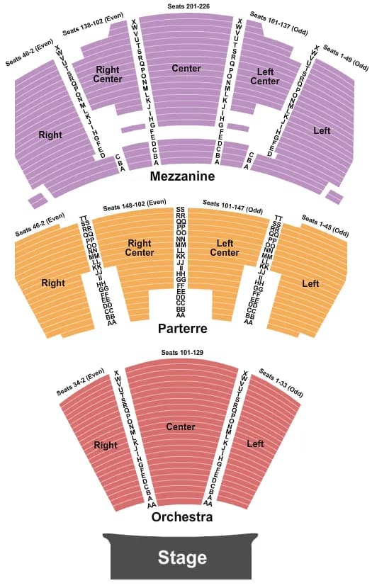 END STAGE Seating Map Seating Chart