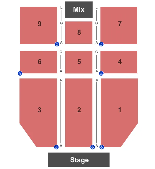 GREEN VALLEY RANCH RESORT GRAND EVENTS CENTER END STAGE Seating Map Seating Chart