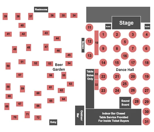 END STAGE Seating Map Seating Chart