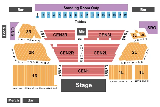 ENDSTAGE RESV W REAR TABLES Seating Map Seating Chart
