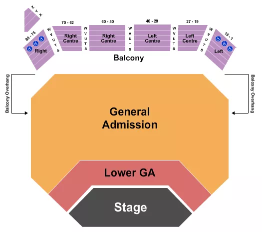 ENDSTAGE W GA LOWER GA Seating Map Seating Chart
