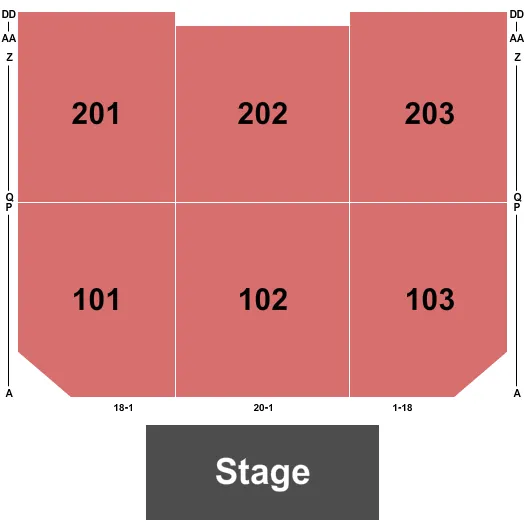 HARD ROCK CINCINNATI BALLROOM END STAGE Seating Map Seating Chart