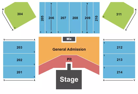 ENDSTAGE GA FLR PIT W CATWALK Seating Map Seating Chart