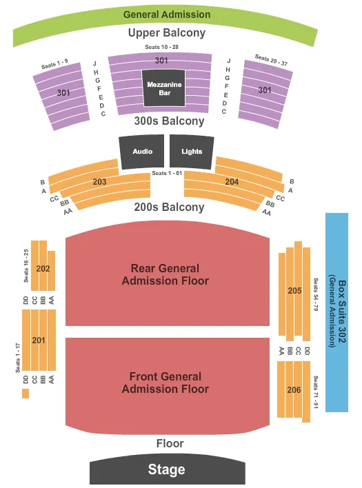 HARD ROCK LIVE MISSISSIPPI END STAGE GA FLOOR Seating Map Seating Chart