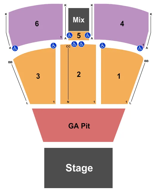 MGM NORTHFIELD PARK CENTER STAGE ENDSTAGE GA PIT Seating Map Seating Chart