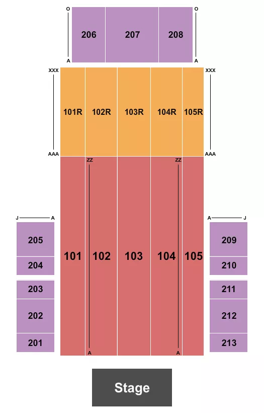 RIO VISTA OUTDOOR AMPHITHEATER AT HARRAHS LAUGHLIN ENDSTAGE 3 Seating Map Seating Chart