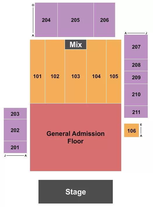 RIO VISTA OUTDOOR AMPHITHEATER AT HARRAHS LAUGHLIN ENDSTAGE GA PIT Seating Map Seating Chart
