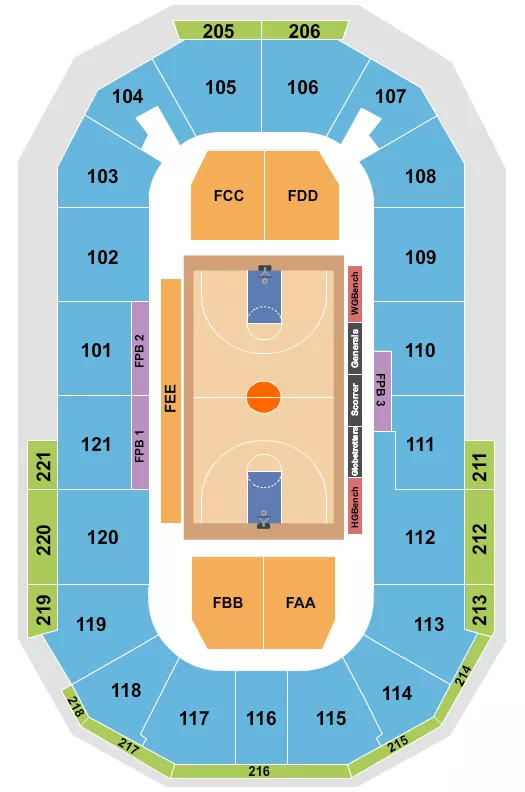 BASKETBALL GLOBETROTTERS Seating Map Seating Chart