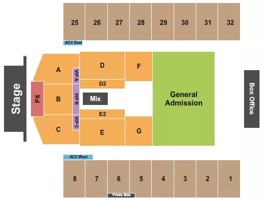 ENDSTAGE PIT 2 Seating Map Seating Chart
