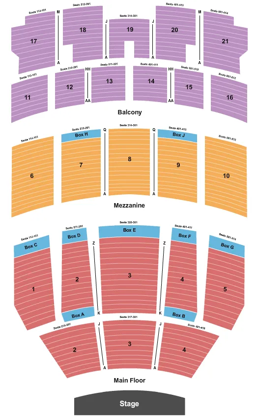 HILL AUDITORIUM ANN ARBOR END STAGE Seating Map Seating Chart