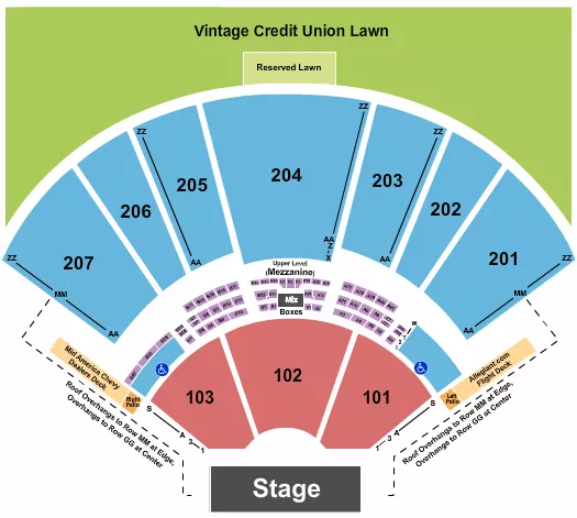 HOLLYWOOD CASINO AMPHITHEATRE MO ENDSTAGE 3 Seating Map Seating Chart