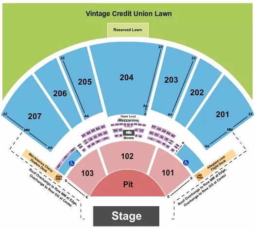 HOLLYWOOD CASINO AMPHITHEATRE MO ENDSTAGE GA PIT 2 Seating Map Seating Chart