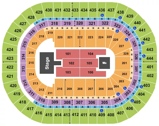 ENDSTAGE 6 THRUST FLR RSRV 101 106 Seating Map Seating Chart