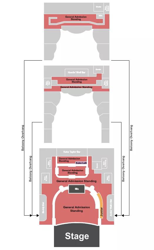 HOUSE OF BLUES CHICAGO GA FLOOR BALC ADA 2 Seating Map Seating Chart