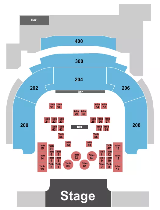 HOUSE OF BLUES LAS VEGAS ENDSTAGE TABLES Seating Map Seating Chart