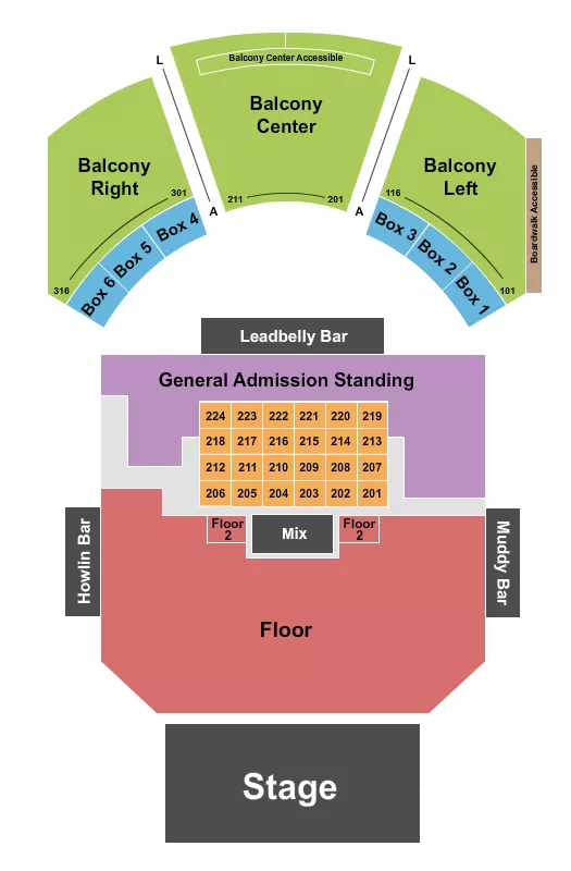 HOUSE OF BLUES DALLAS ENDSTAGE 2 Seating Map Seating Chart