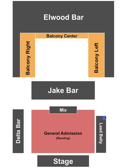 HOUSE OF BLUES NEW ORLEANS ENDSTAGE GA FLOOR Seating Map Seating Chart