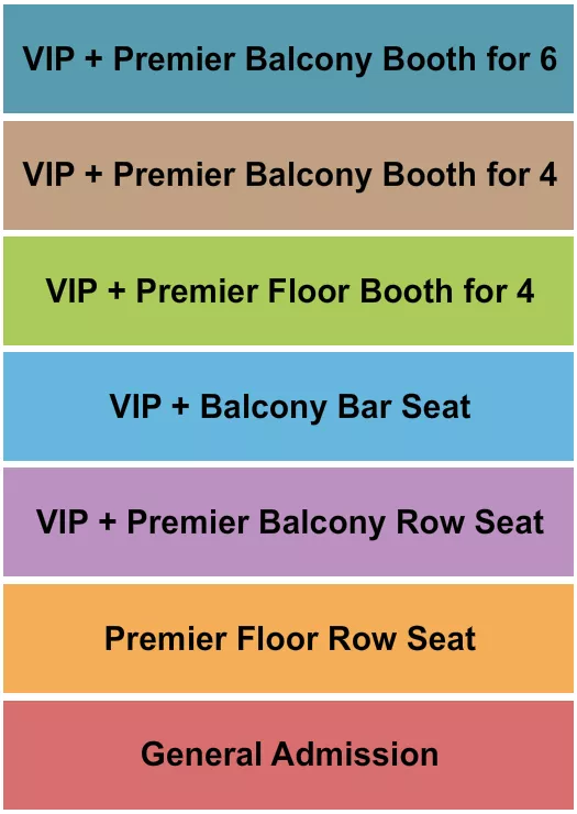 HOWARD THEATRE DC GA PREMIERS VIP Seating Map Seating Chart