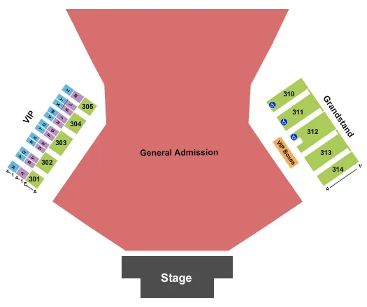 GA FLOOR W RESERVED GRANDSTANDS Seating Map Seating Chart