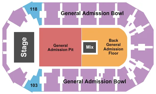 ENDSTAGE GA SPLIT FLOOR Seating Map Seating Chart