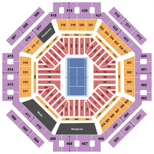 INDIAN WELLS TENNIS GARDEN STADIUM 1 TENNIS Seating Map Seating Chart