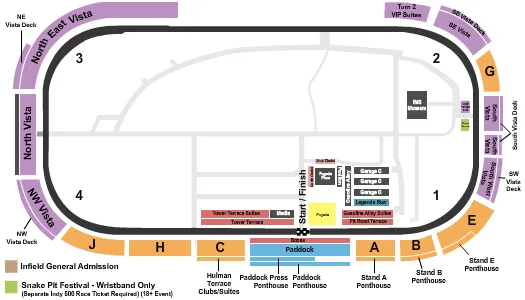 INDY SPEEDWAY Seating Map Seating Chart