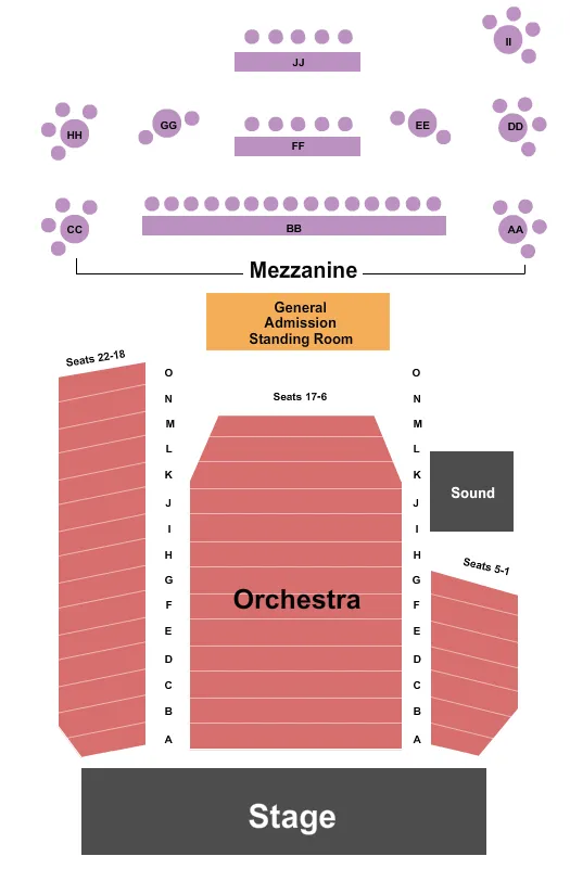 INFINITY HALL NORFOLK ENDSTAGE TABLES Seating Map Seating Chart