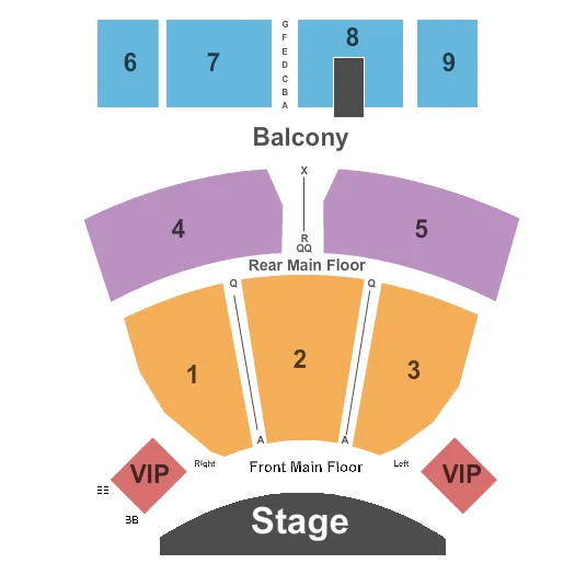 INTERNATIONAL WESTGATE THEATER AT WESTGATE LAS VEGAS RESORT CASINO END STAGE Seating Map Seating Chart