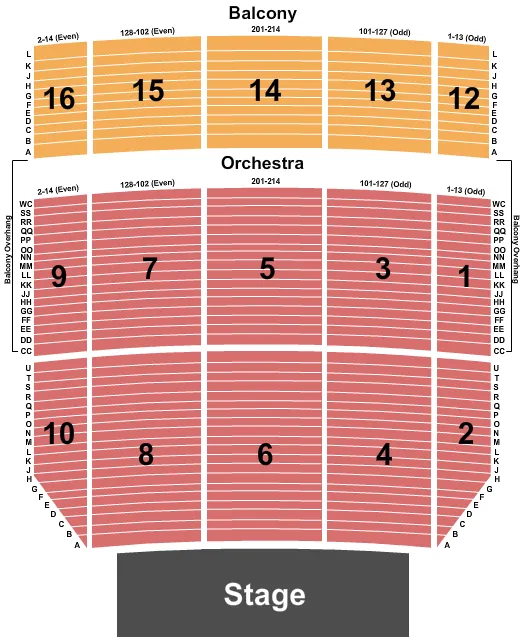 END STAGE Seating Map Seating Chart