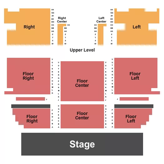 J EVERETT COLLINS CENTER FOR THE PERFORMING ARTS ENDSTAGE 3 Seating Map Seating Chart