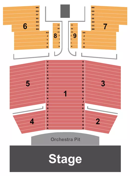 J EVERETT COLLINS CENTER FOR THE PERFORMING ARTS ENDSTAGE 2 Seating Map Seating Chart