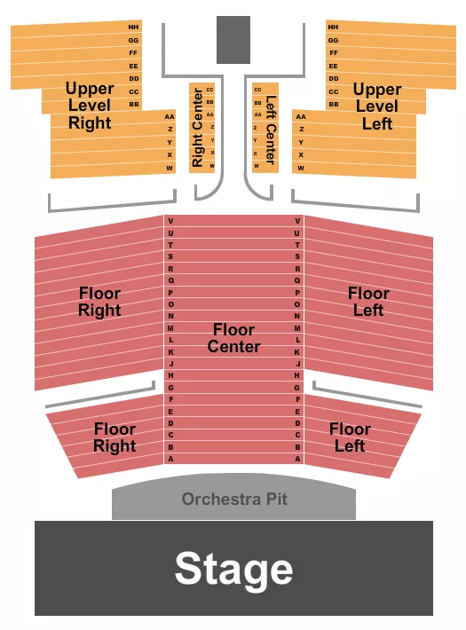J EVERETT COLLINS CENTER FOR THE PERFORMING ARTS ENDSTAGE 3 Seating Map Seating Chart