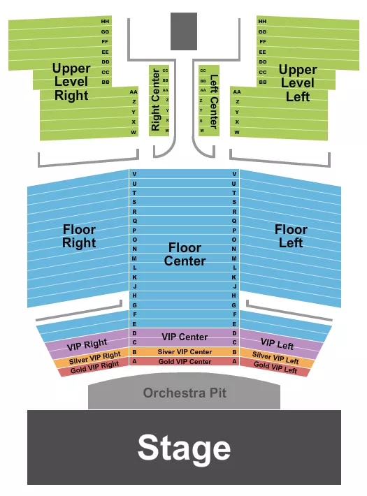 J EVERETT COLLINS CENTER FOR THE PERFORMING ARTS ENDSTAGE Seating Map Seating Chart